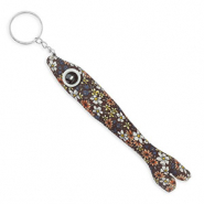 Sleutelhanger vis 17.5cm Dark brown-white-blue-orange-yellow