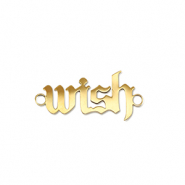Roestvrij stalen (RVS) Stainless steel bedels tussenstuk ''wish'' Gold
