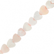 Schelp kralen hart Light pink