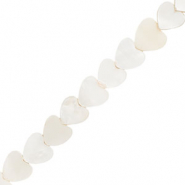Schelp kralen hart Off white