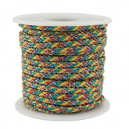 Trendy koord gevlochten 3.5mm Yellow-green-red