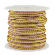 Trendy koord gevlochten 2.3mm Light pink-gold