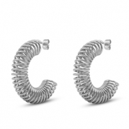Roestvrij stalen (RVS) Stainless steel oorbellen / oorstekers Silver