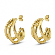 Roestvrij stalen (RVS) Stainless steel oorbellen / oorstekers Gold