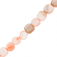 Schelp kralen vierkant Pink-sand brown