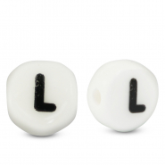 Letterkralen van keramiek L White-black