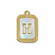 Roestvrij stalen (RVS) Stainless steel bedel schelp letter H Gold-white (natuurlijke kleur)