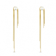 Roestvrij stalen (RVS) Stainless steel oorbellen / oorstekers met imitatie parels Gold