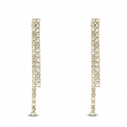 Roestvrij stalen (RVS) Stainless steel oorbellen / oorstekers met ongelijke strass Gold