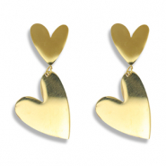 Roestvrij stalen (RVS) Stainless steel oorbellen / oorstekers hart Gold