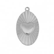 Roestvrij stalen (RVS) Stainless steel bedels hart Silver
