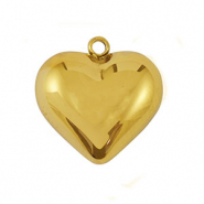 Roestvrij stalen (RVS) Stainless steel bedels hart Gold