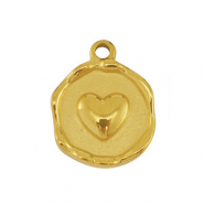 Roestvrij stalen (RVS) Stainless steel bedels hart Gold