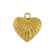 Roestvrij stalen (RVS) Stainless steel bedels hart Gold