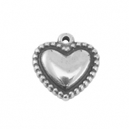 Roestvrij stalen (RVS) Stainless steel bedels hart Silver