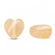 Glaskralen Cat's eye hart Peach orange