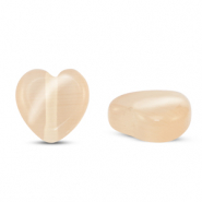 Glaskralen Cat's eye hart Peach orange