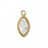 Roestvrij stalen (RVS) Stainless steel bedel schelp ovaal Gold-white (natuurlijke kleur)