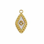 Roestvrij stalen (RVS) Stainless steel bedel schelp ruit Gold-white (natuurlijke kleur)