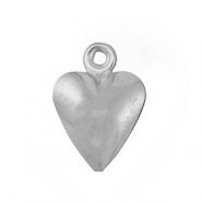 Roestvrij stalen (RVS) Stainless steel bedels hart Silver