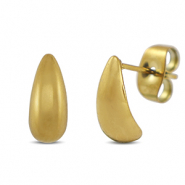 Roestvrij stalen (RVS) Stainless steel oorbellen / oorstekers druppel Gold
