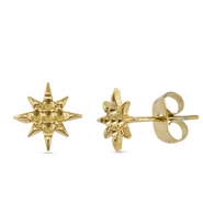 Roestvrij stalen (RVS) Stainless steel oorbellen / oorstekers ster Gold