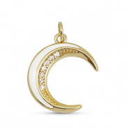 Brass TQ metaal bedels zirkonia maan Gold-white