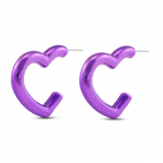 Trendy oorbellen hart Purple