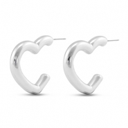 Trendy oorbellen hart Silver
