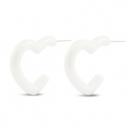 Trendy oorbellen hart White-pearl shine coating
