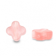 Natuursteen kralen klaver Pink transparent