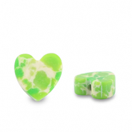 Natuursteen kralen hart Green-white-brown