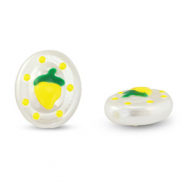 Acryl kralen ovaal met citroen Pearl-yellow-green
