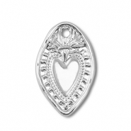 Bedels metaal ovaal met hart Silver
