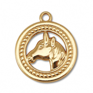 Bedels metaal rond met paard Gold
