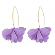 Trendy oorbellen chiffon bloem Lavender-gold