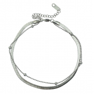 Roestvrij stalen (RVS) Stainless steel enkelbandjes duo layer Silver