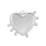 Roestvrij stalen (RVS) Stainless steel bedels hart Silver
