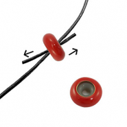 Smart bead stopper enamel 10x4mm Dark red