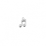 Roestvrij stalen (RVS) Stainless steel bedels muzieknoot Silver