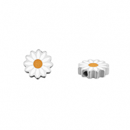 Roestvrij stalen (RVS) Stainless steel kralen madelief Silver-white