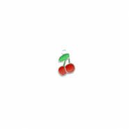 Roestvrij stalen (RVS) Stainless steel bedels kersen Silver-red-green