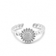 Roestvrij stalen (RVS) Stainless steel ringen bloem Silver