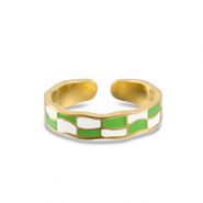 Roestvrij stalen (RVS) Stainless steel ringen geblokt Gold