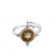 Roestvrij stalen (RVS) Stainless steel ringen sneeuwvlok Silver-brown
