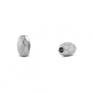 Roestvrij stalen (RVS) Stainless steel kralen facet ovaal Silver