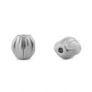 Roestvrij stalen (RVS) Stainless steel kralen ovaal Silver