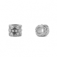 Roestvrij stalen (RVS) Stainless steel kralen rondellen bloem Silver