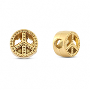 Roestvrij stalen (RVS) Stainless steel kralen peace Gold