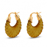 Trendy resin oorbellen ovaal Gold-transparent golden brown
